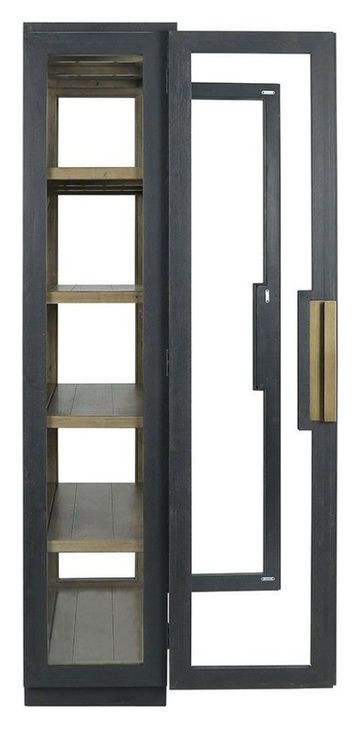 Larson Carbon Black 2 Glass Door Display Cabinet