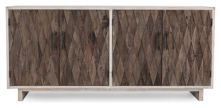 Anton Beige and Natural 4 Door Accent Cabinet