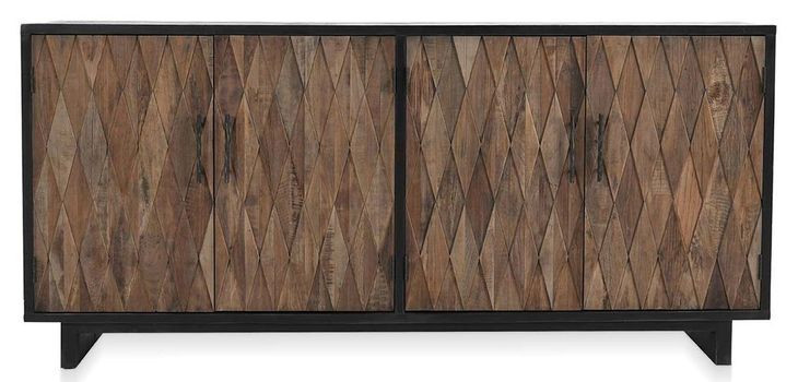 Anton Black and Natural 4 Door Accent Cabinet