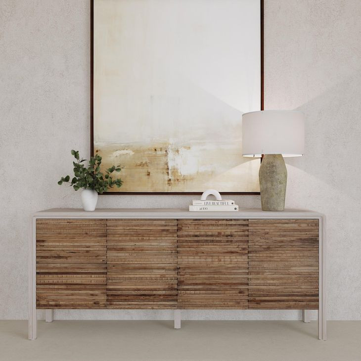 Elodie Beige and Natural 4 Door Buffet