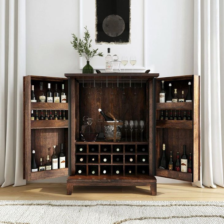 Vivienne Bark Brown 2 Door Bar Cabinet