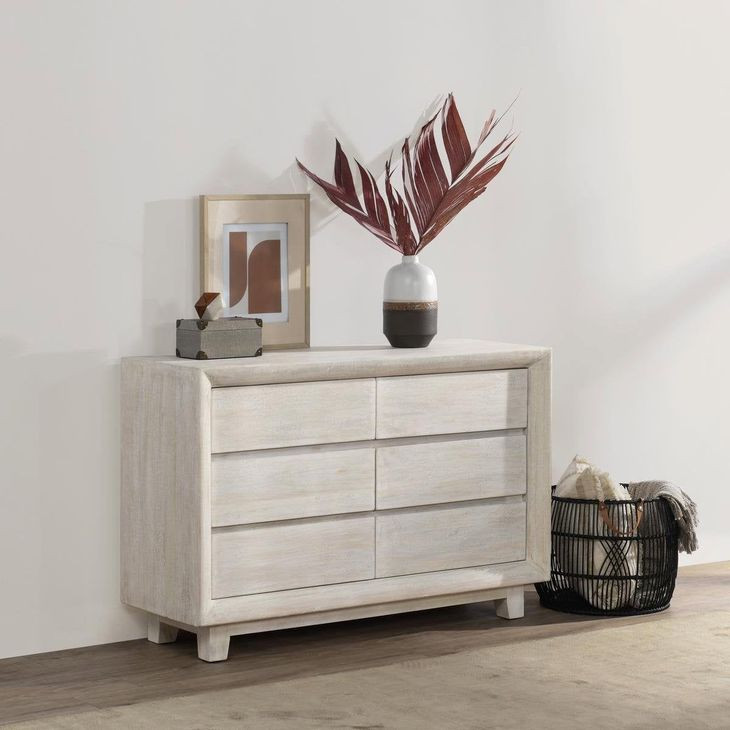 Reece Seashell White 6 Drawer Dresser