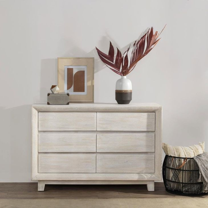 Reece Seashell White 6 Drawer Dresser