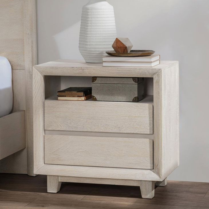 Reece Seashell White 2 Drawer Nightstand