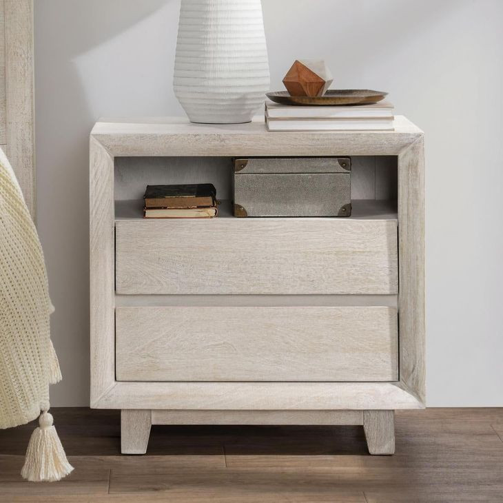 Reece Seashell White 2 Drawer Nightstand
