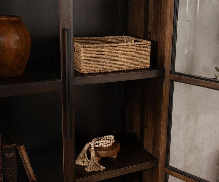 Rogers Dark Brown 2 Glass Door Display Cabinet