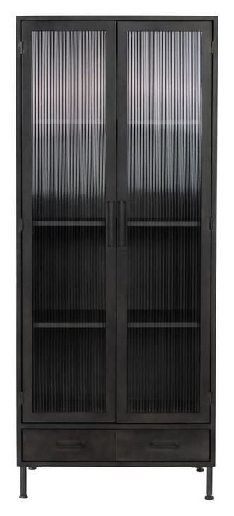 Nore Black 2 Glass Door Display Cabinet