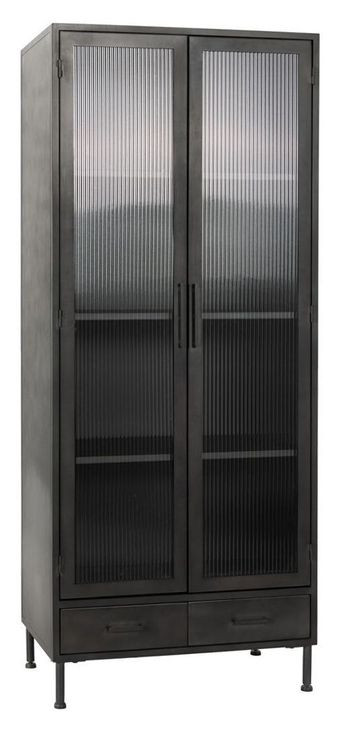 Nore Black 2 Glass Door Display Cabinet