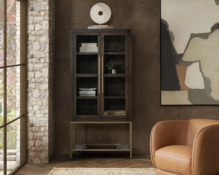 Freemont Kona Brown 2 Glass Door Display Cabinet