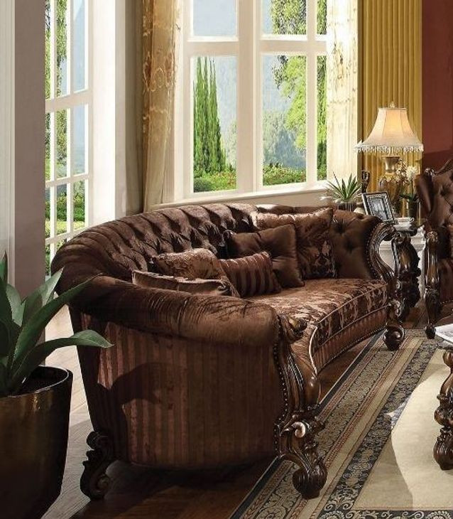 Versailles Brown 109" Sofa with Nailhead Trim