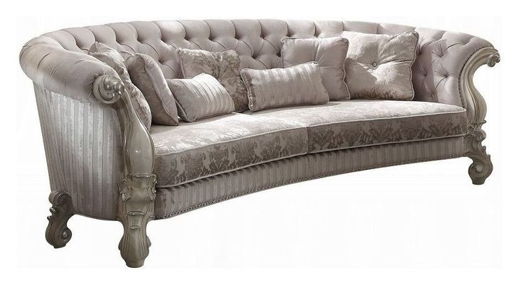 Versailles Ivory 109" Sofa with Nailhead Trim