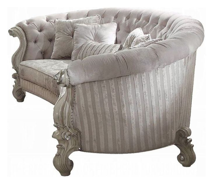 Versailles Ivory 109" Sofa with Nailhead Trim