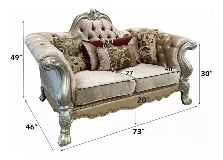 Dresden Brown 73" Loveseat with Pillow and Nailhead Trim