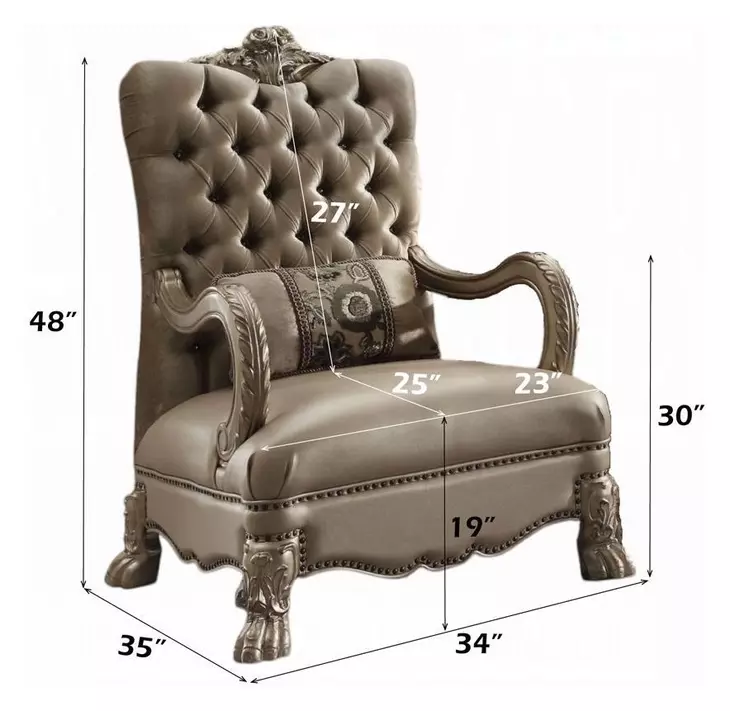 Dresden Brown Upholstered Accent Chair with Pillow and Nailhead Trim