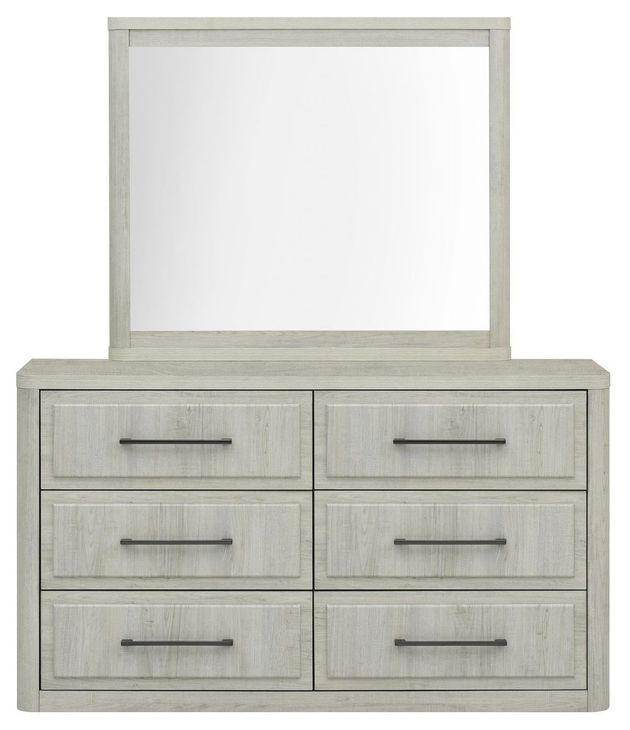 Modern Play Natural White 6 Drawer Dresser with Mirror