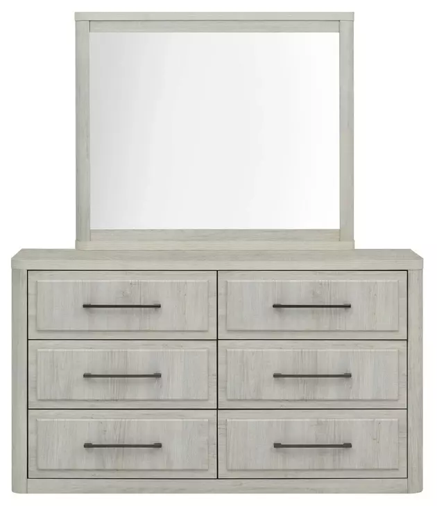 Modern Play Natural White 6 Drawer Dresser with Mirror