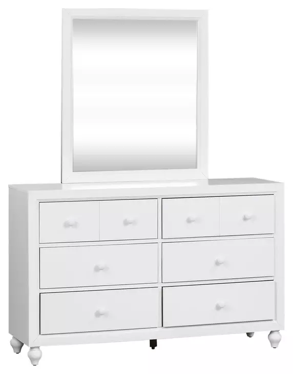 Cottage View White 6 Drawer Dresser with Mirror