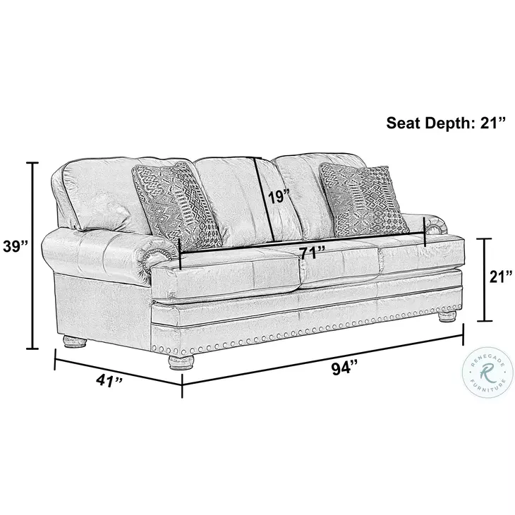 Roberto Cocoa Italian Top Grain Leather Match 94" Sofa