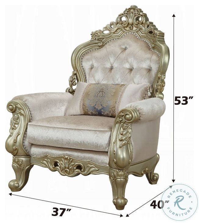 Gorsedd Fabric and Golden Ivory Chair with Pillow