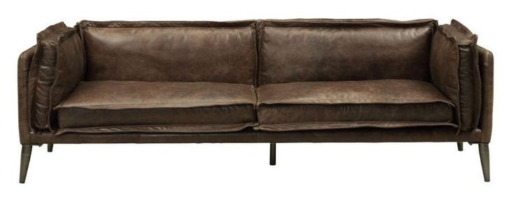 Porchester Distress Chocolate Leather 94" Sofa