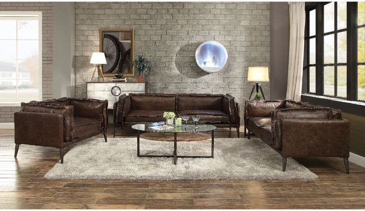 Porchester Distress Chocolate Leather 94" Sofa