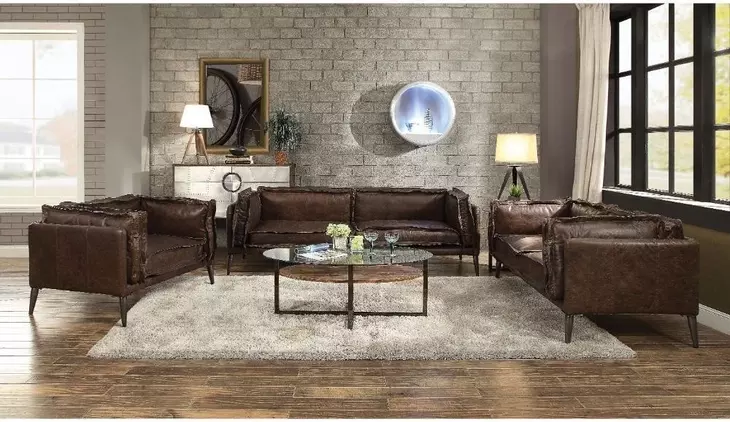 Porchester Distress Chocolate Leather 71" Loveseat