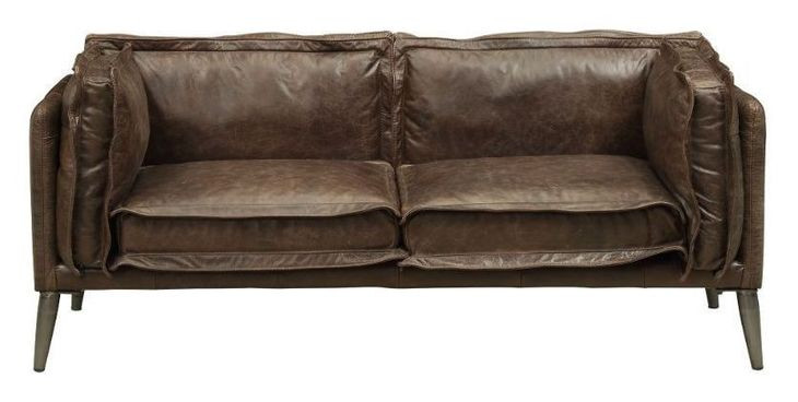 Porchester Distress Chocolate Leather 71" Loveseat