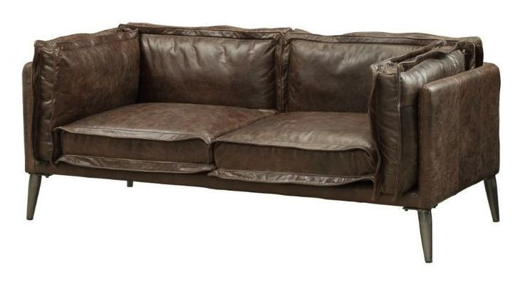Porchester Distress Chocolate Leather 71" Loveseat