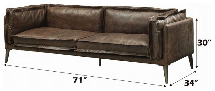 Porchester Distress Chocolate Leather 71" Loveseat