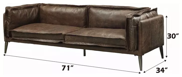 Porchester Distress Chocolate Leather 71" Loveseat