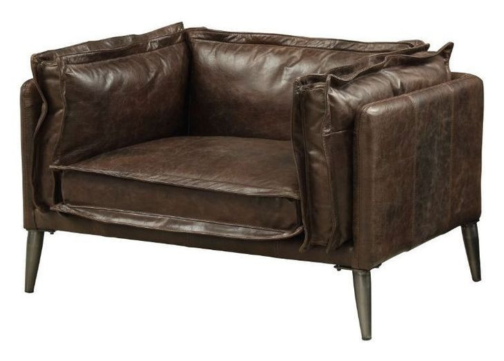 Porchester Distress Chocolate Leather Upholstered Lounge Chair