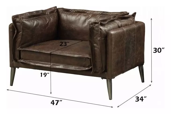 Porchester Distress Chocolate Leather Upholstered Lounge Chair