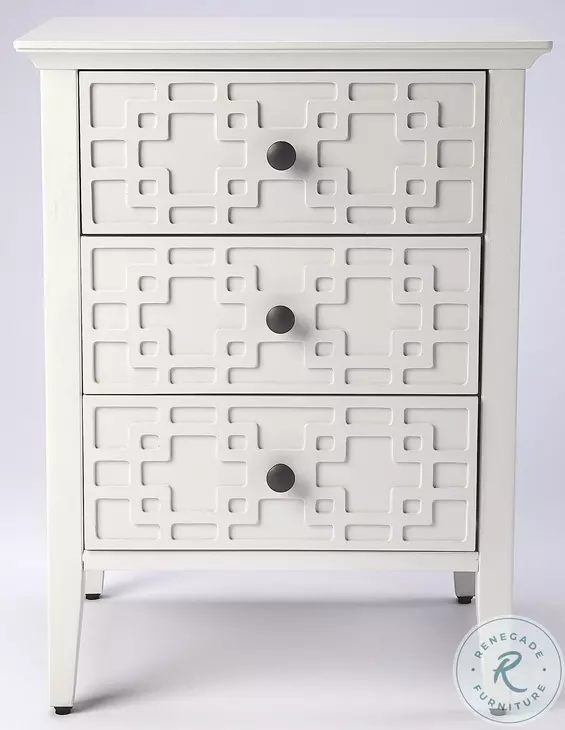 Kinsley Glossy White 3 Drawer Accent Chest