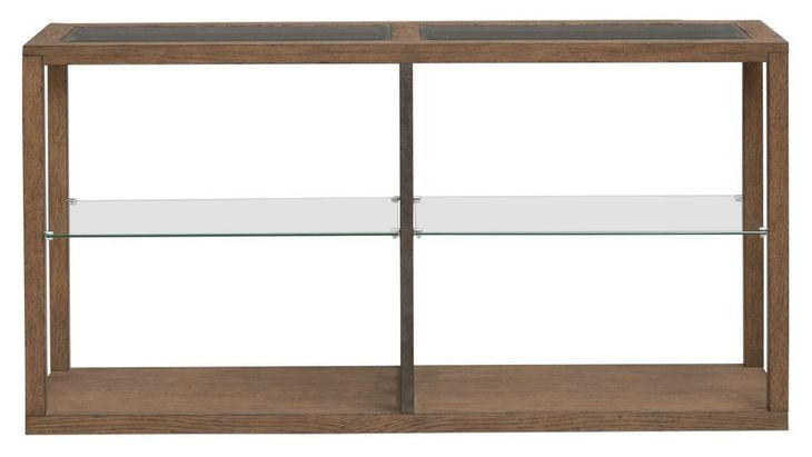 Bayhill Trellis Honey and Black Rectangular Glass Top Sofa Table