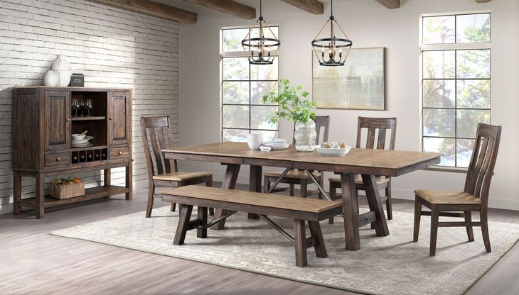 Transitions Driftwood and Sable 96" Extendable Rectangular Dining Table