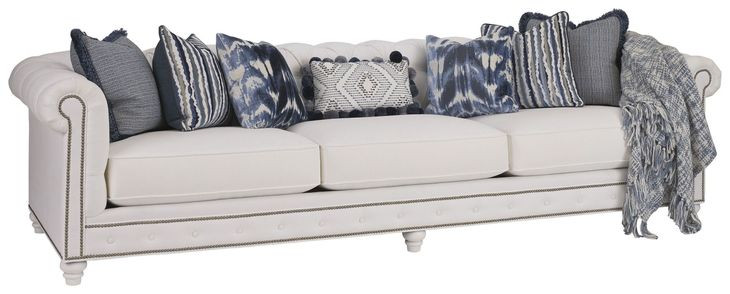 Carmen White Upholstered 102" Sofa with Nailhead Trim