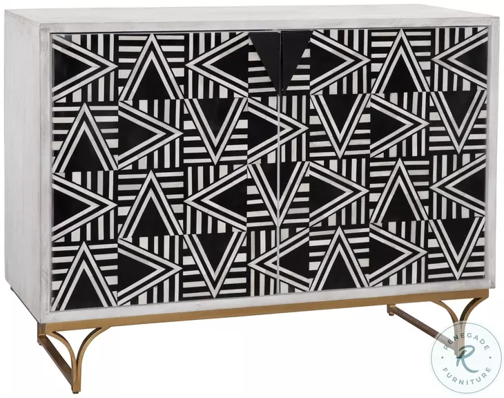 Martina Sandblasted Whitewash And Black Bone Bar Cabinet