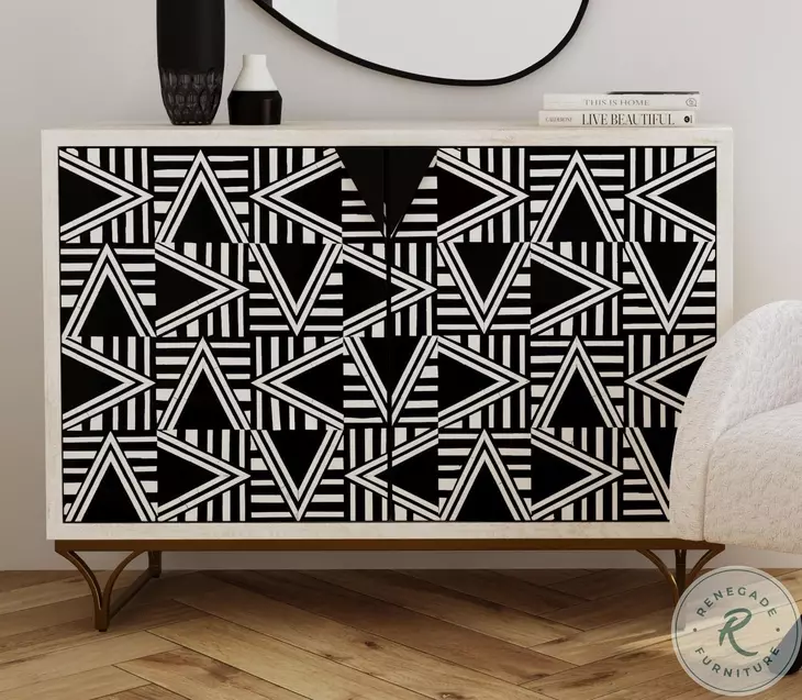 Martina Sandblasted Whitewash And Black Bone Bar Cabinet