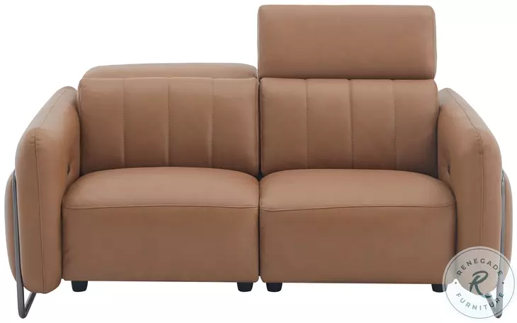 President Cognag Leather 64" Loveseat