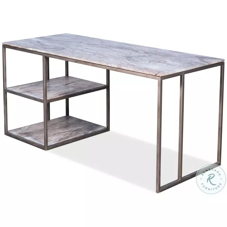 52874 Silver Marble Top Open Desk