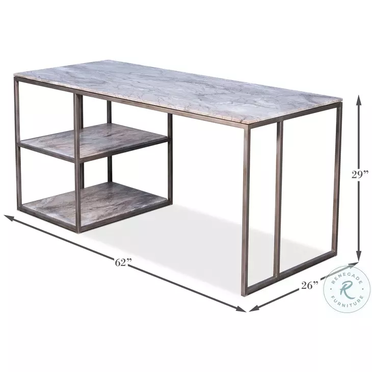 52874 Silver Marble Top Open Desk