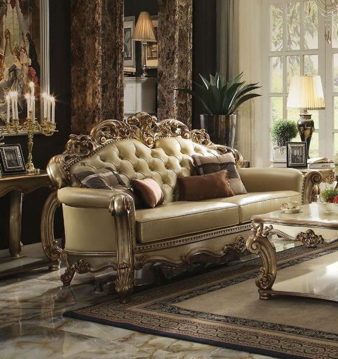 Vendome Bone Living Room Set with Nailhead Trim