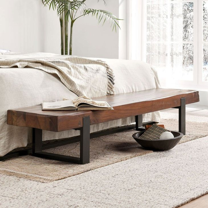 Duarte Rustic Brown and Black 58" Accent Bench