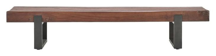 Duarte Rustic Brown and Black 74" Accent Bench