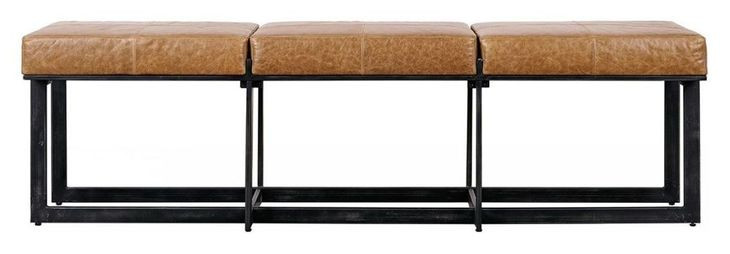 Calvin Sedona Brown Leather Upholstered 62" Accent Bench