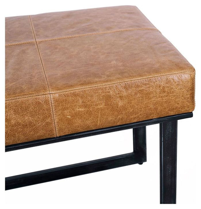 Calvin Sedona Brown Leather Upholstered 62" Accent Bench