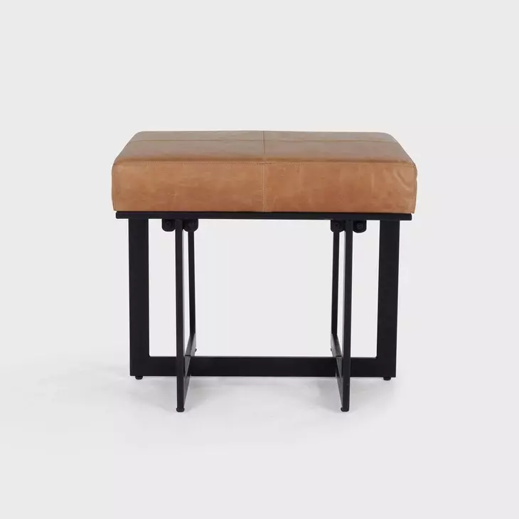 Calvin Sedona Brown Leather Upholstered Stool