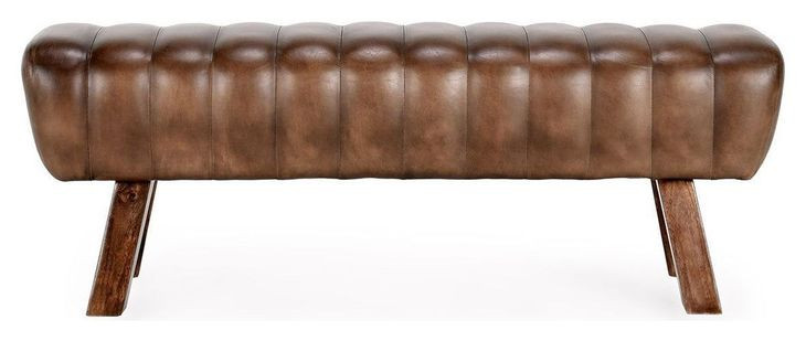 Florian Tuscany Chestnut Leather Upholstered 50" Accent Bench