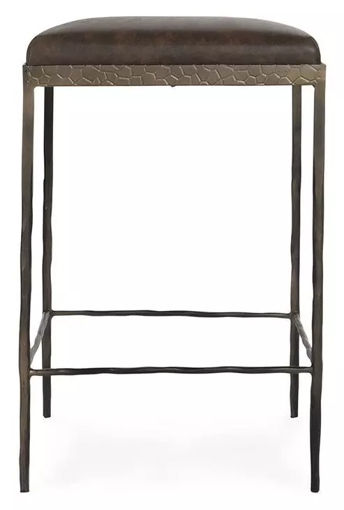 Bose Cocoa Brown Leather Upholstered Counter Height Stool