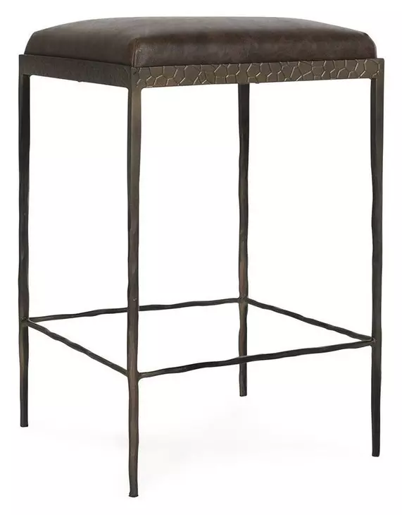 Bose Cocoa Brown Leather Upholstered Counter Height Stool